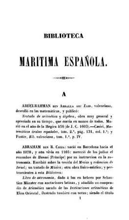 Biblioteca Maritima Espanola. A.