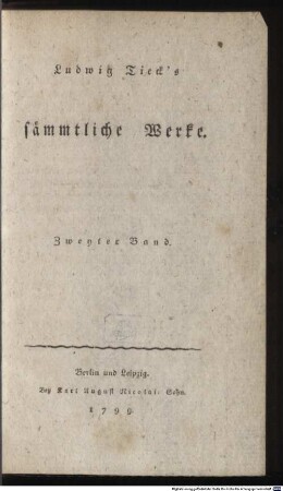 Ludwig Tieck's sämmtliche Werke, 2. William Lovell ; 2
