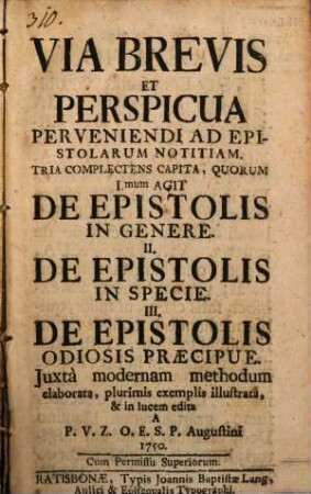 Via brevis ... perveniendi ad Epistolarum notitiam