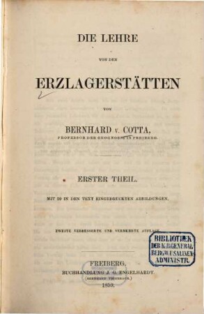 Die Lehre von den Erzlagerstätten, 1