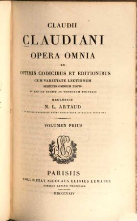Claudii Claudiani opera omnia, 1