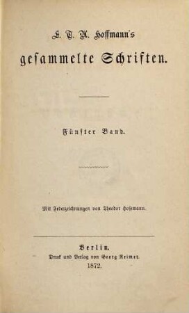 E. T. A. Hoffmann's gesammelte Schriften, 5. Nachtstücke