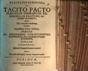 Tractatio synopt. de tacito pacto maiorum usurarum remissorio, ex solutione minorum praesumto