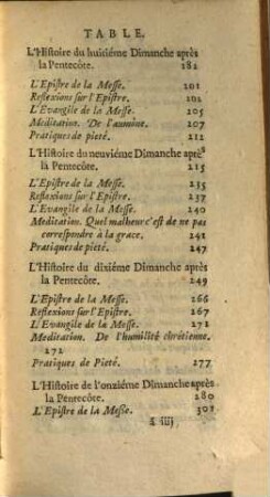 Exercices De Pieté, Pour Tous Les Dimanches, Et Les Fétes Mobiles De L'Année : Contenant ce qu'il y a de plus instructif, & de plus interessant dans ces jours-là ; avec des Reflexions sur l'Epître, une Meditations sur l'Evangile de la Messe; & quelques Pratiques de pieté propres à toutes fortes de personnnes, 5. Depuis le troisiéme Dimanche après la Pentecôte, jusqu'au premier Dimanche de l'Avent