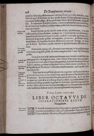 Liber Octavus De Separationibus Rerum Naturalium