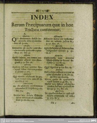 Index Rerum Praecipuarum quae in hoc Tractatu continentur