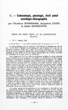 445-476, Criminologie, pénologie, droit pénal, sociologie-démographie