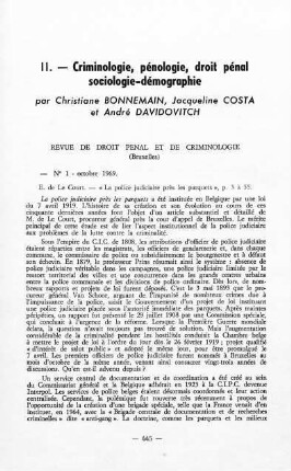445-476, Criminologie, pénologie, droit pénal, sociologie-démographie