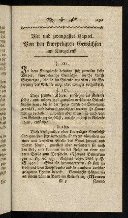 191-194, Vier und zwanzigstes Capitel: Von knorpelichten Gewächsen im Kniegelenk