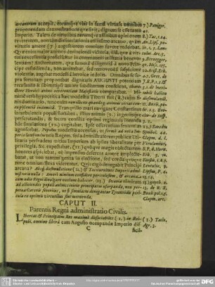 Caput II. Parentis Regni administratio Civilis