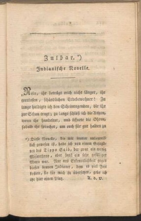 Zulbar. Indianische Novelle