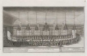 Riesensaal beim Empfang Maria Josephas im Dresdener Schloss 1719. Um 1728