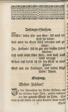 Anfangs-Seufzer.