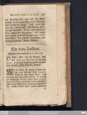 Die XCIX. Lection. Gehalten Donnerstags d. 30. Aug. 1725.