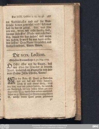 Die XCIX. Lection. Gehalten Donnerstags d. 30. Aug. 1725.