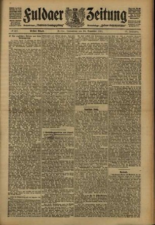 Erste Ausgabe vom Donnerstag, den 22. Dezember 1910.