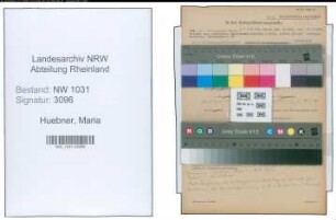 Entnazifizierung Maria Huebner , geb. 10.07.1899 ()
