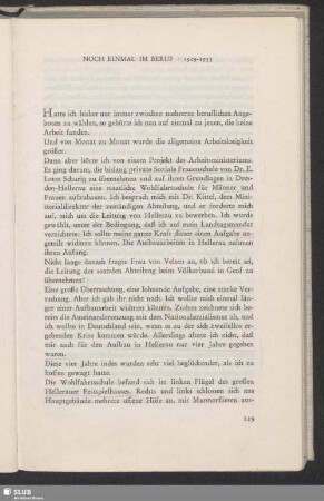Noch Einmal Im Beruf · 1929-1933