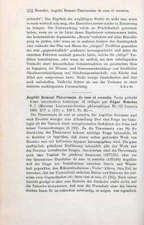252-254 [Rezension] Aegidius Romanus, Aegidii Romani Theoremata de esse et essentia