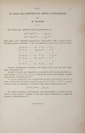 Sul grado dell'eliminante del sistema di due equazioni.