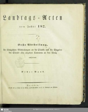 1839/40,1: Landtags-Acten / Die königlichen Mittheilungen