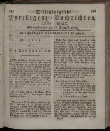 XXXV. Stück. Sonnabends: den 27. August 1796.