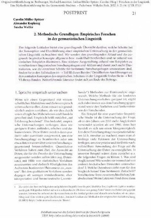 Methodische Grundlagen: Empirisches Forschen in der germanistischen Linguistik