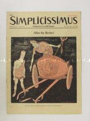 Satirezeitschrift "Simplicissimus" mit Titel-Karikatur auf die gemeinsame Haltung von CDU und SPD in der Berlin-Frage