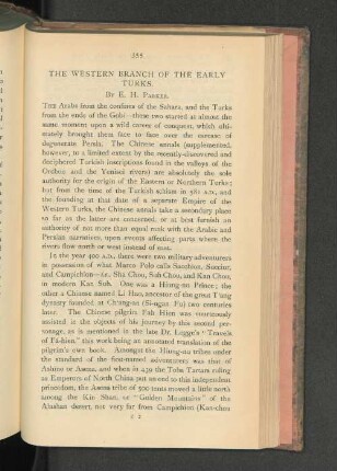 The Western Branch of the Early Turks.