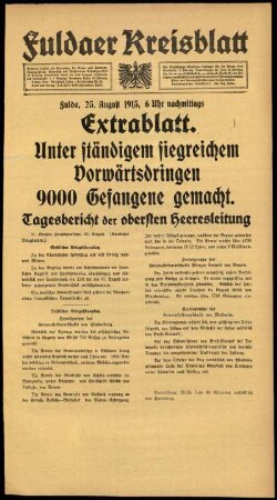 Ausgabe vom Mittwoch, den 25. August 1915.