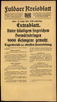 Ausgabe vom Mittwoch, den 25. August 1915.