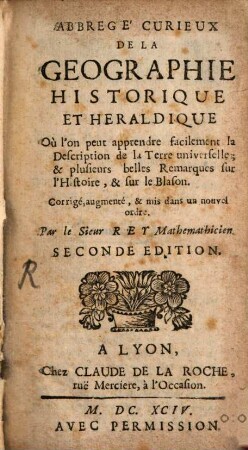 Abrégé curieux de la geographie historique et heraldique