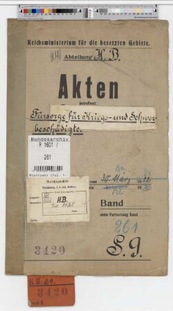 Fürsorge für Kriegs- und Schwerbeschädigte