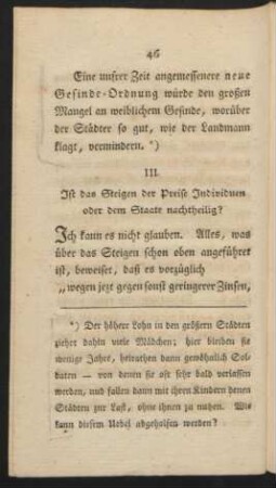 III. Ist das Steigen der Preise Individuen oder dem Staate nachtheilig?