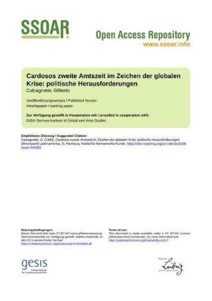 Cardosos zweite Amtszeit im Zeichen der globalen Krise: politische Herausforderungen