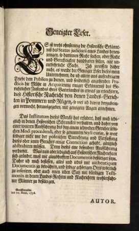 0f-0g, Geneigter Leser. Kurtzer Entwurf dieses Wercks.
