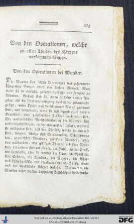 Von den Operationen, welche an allen Theilen des Körpers vorkommen können.