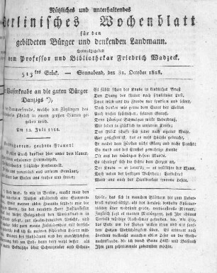 513tes Stück, Sonnabend den 31. October 1818