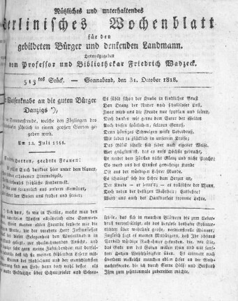 513tes Stück, Sonnabend den 31. October 1818