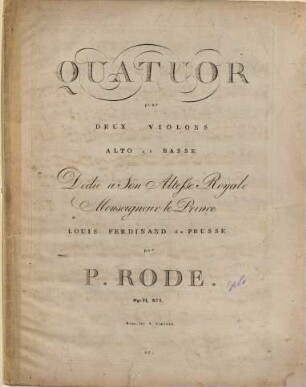 Quatuor pour deux violons alto et basse : op. 11 no. 1