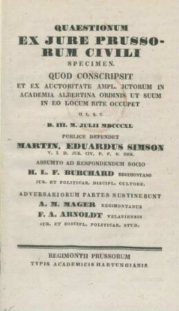 Quaestionum Ex Jure Prussorum Civili Specimen