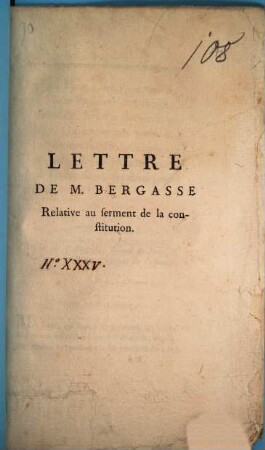 Lettre de M. Bergasse relative au serment de la constitution