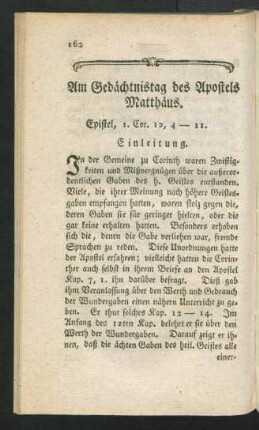 Am Gedächtnistag des Apostels Matthäus ...