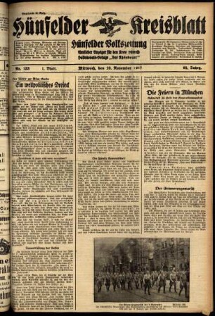 Erste Ausgabe vom Mittwoch, den 10. November 1937.
