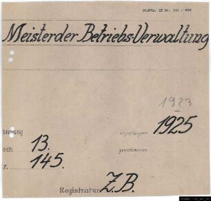 Regelung des Dienstverhältnisses städtischer Werkmeister der Betriebsverwaltung.