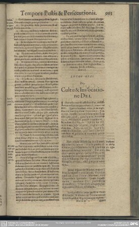 Locus XXXI. De Cultu & Invocatione Dei