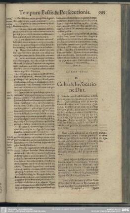 Locus XXXI. De Cultu & Invocatione Dei