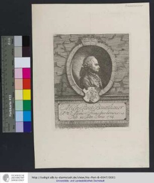 Mich: Paul: Baumhauer / JCtus Moeno-Francofurtensis, Nat: XI Febr. Anno. 1734. / J.J. Koller Figurinus del & fec. aqua forti francof. 1776