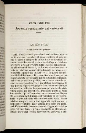 Capo Undecimo. Apparato respiratorio dei vertebrati