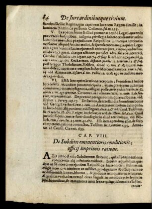 Cap. VIII. De Subditis eminentioris conditionis, officij imprimis ratione.